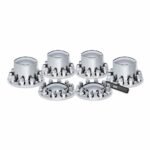 Complete Axle Cover Kit with Removable Hubcaps & 33mm Threaded Nut Covers - Dome Hubcaps | Chrome ABS Plastic - Image 2