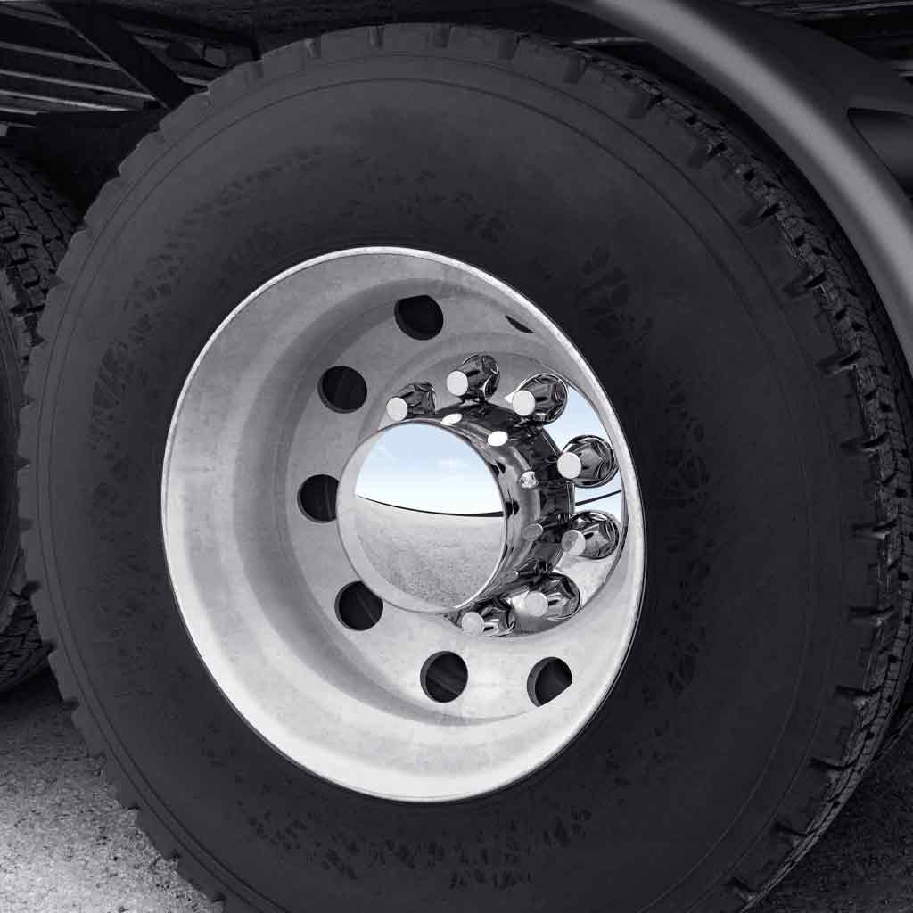 THUB-C1_TRUCK2 Complete Axle Cover Kit with Removable Hubcaps & 33mm Threaded Nut Covers - Dome Hubcaps | Chrome ABS Plastic - Image 4