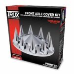 Front Axle Cover Kit with Removable Hubcap & 33mm Threaded Nut Covers - Pointed Hubcap & Nut Covers | Chrome ABS Plastic-THUB-FRP33P
