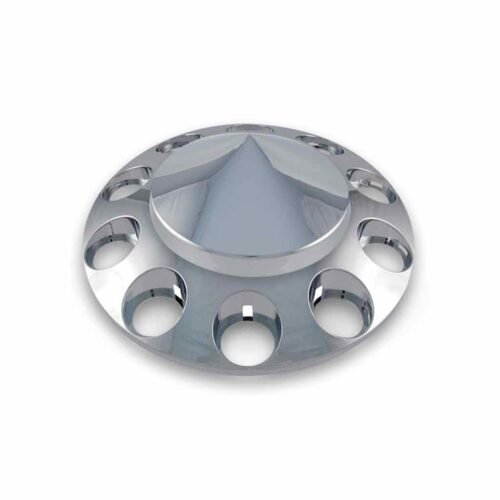 Front Axle Cover with Replacement Hubcap - Pointed Hubcap | Chrome ABS Plastic-THUB-FRPNP