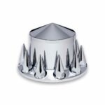 Rear Axle Cover Kit with Removable Hubcap & 33mm Threaded Nut Covers - Pointed Hubcap | Chrome ABS Plastic - Image 2