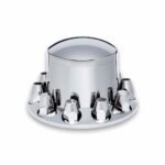 Rear Axle Cover Kit with Removable Hubcap & 33mm Push On Nut Covers - Dome Hubcap | Chrome ABS Plastic - Image 2