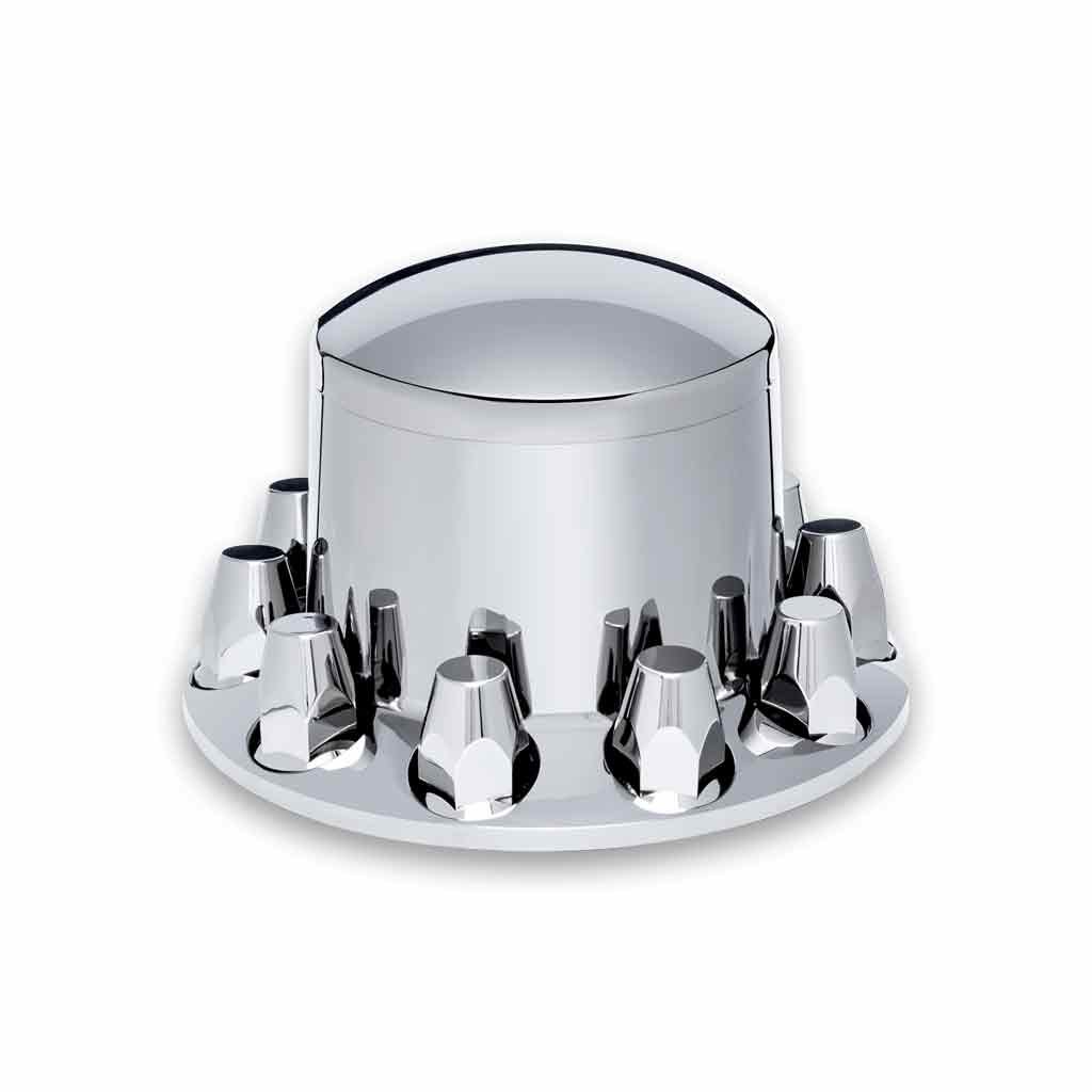 THUB-RP33PO Rear Axle Cover Kit with Removable Hubcap & 33mm Push On Nut Covers - Dome Hubcap | Chrome ABS Plastic - Image 2