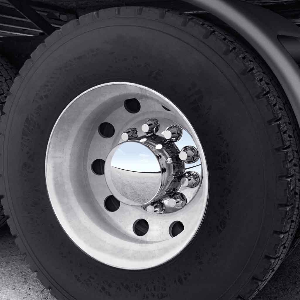 THUB-RP33PO_TRUCK Rear Axle Cover Kit with Removable Hubcap & 33mm Push On Nut Covers - Dome Hubcap | Chrome ABS Plastic - Image 3