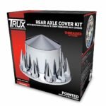 Rear Axle Cover Kit with Removable Hubcap & 33mm Threaded Nut Covers - Pointed Hubcap | Chrome ABS Plastic-THUB-RP33P