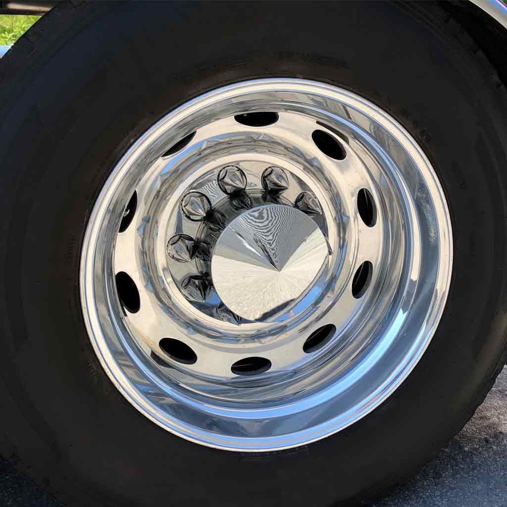 THUB-RP33P_TRUCK Rear Axle Cover Kit with Removable Hubcap & 33mm Threaded Nut Covers - Pointed Hubcap | Chrome ABS Plastic - Image 3