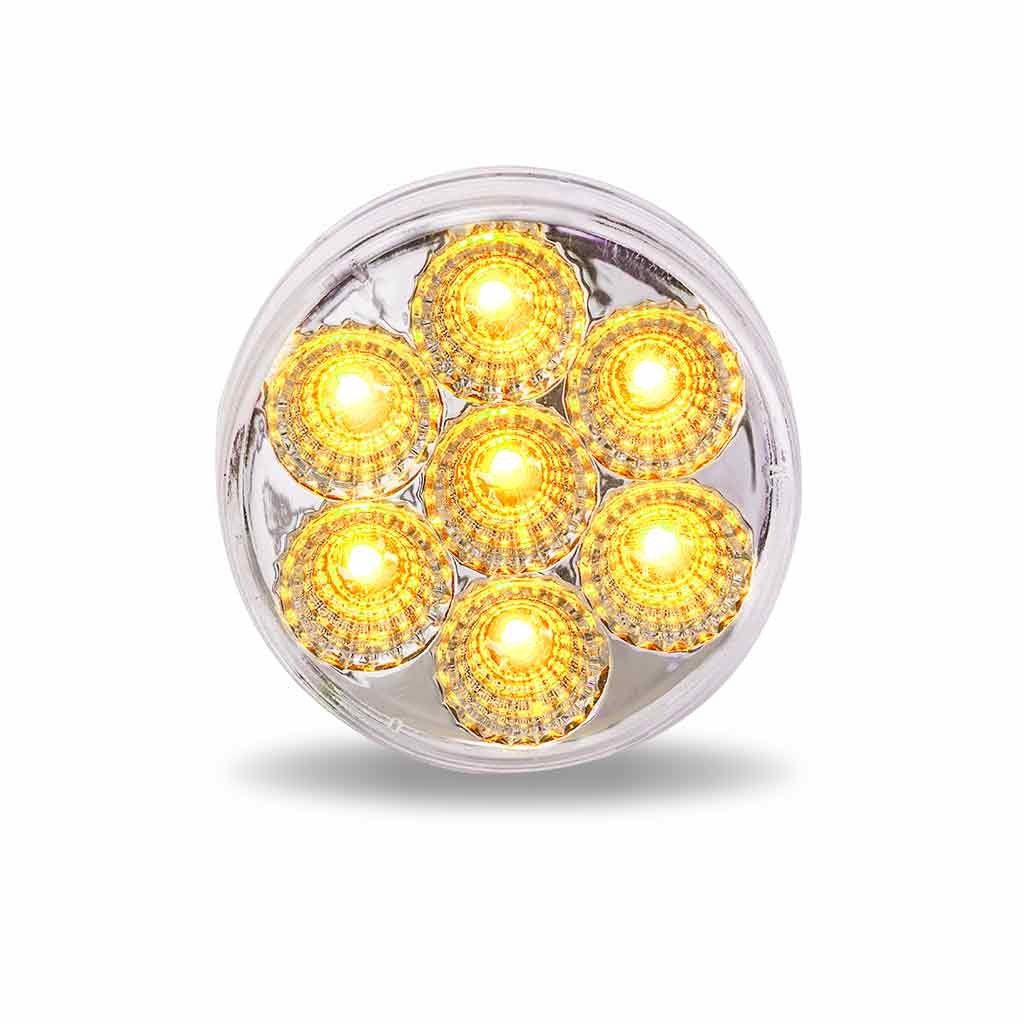 TLED-2XCA_FRONT_ON 2" Clear Amber Marker Round LED Light - 7 Diodes - Image 2