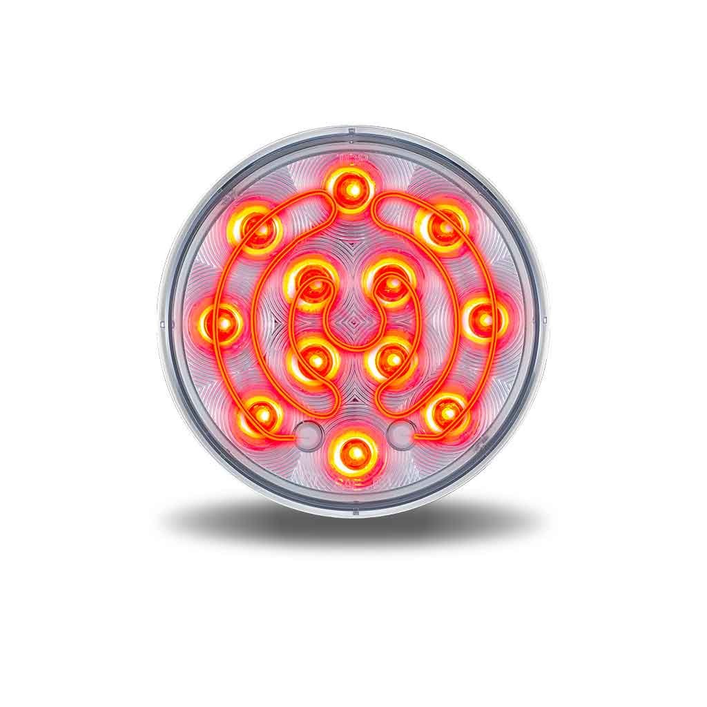 TLED-412HCR_FRONT_ON 4" Heated Lens Clear Red Stop, Turn & Tail Round LED Light - 12 Diodes - Image 2
