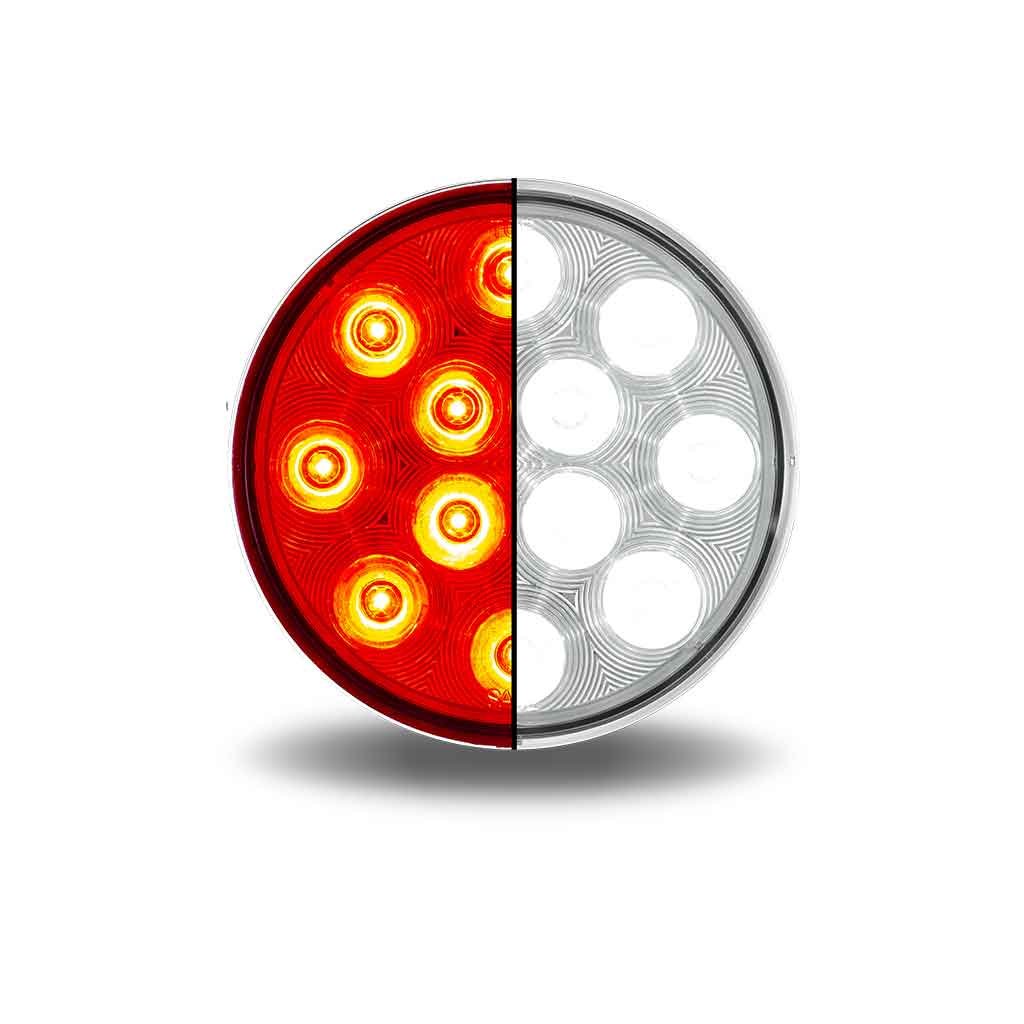 TLED-412X_FRONT_DUAL 4" Red Stop, Turn & Tail To White Back Up Round LED Light - 12 Diodes - Image 2
