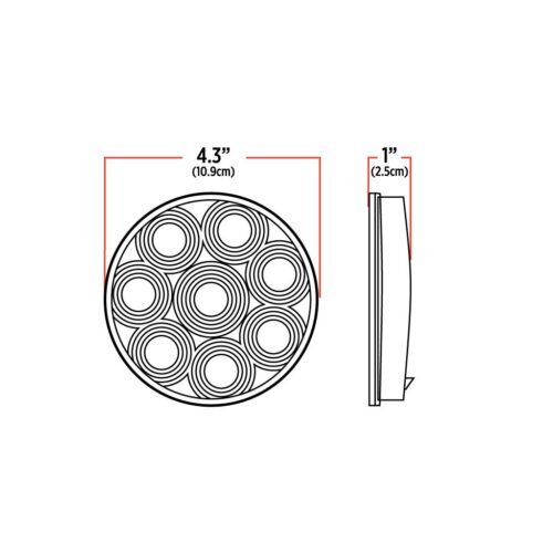 4" Red Stop, Turn & Tail Round LED Light - 8 Diodes | Super Seal Adapter