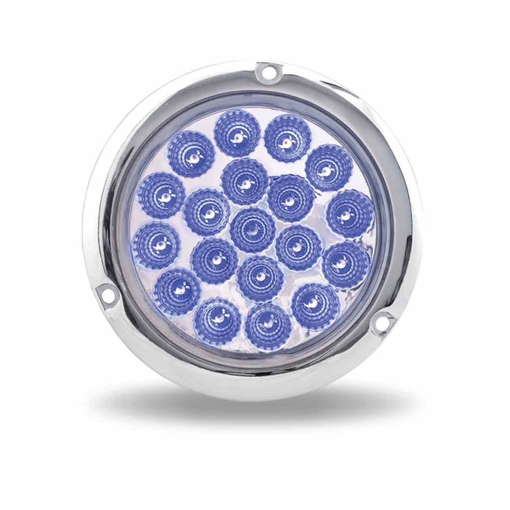TLED-4XRBF_FRONT_FUNC2 4" Red Stop, Turn & Tail to Blue Auxiliary Round Flange Mount LED Light - 19 Diodes - Image 3