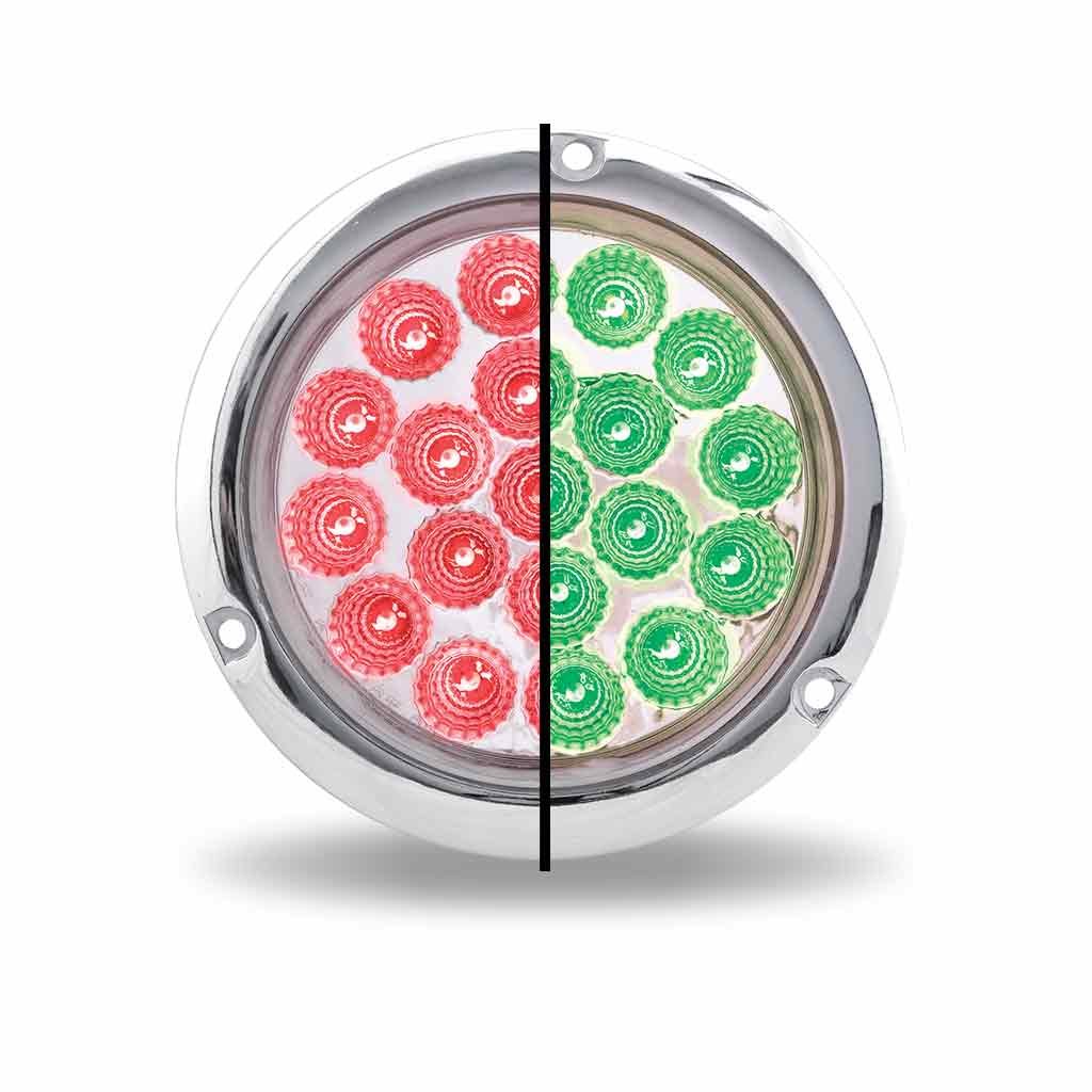 Turn & Tail to Green Auxiliary Round Flange Mount LED Light - 19 Diodes-TLED-4XRGF