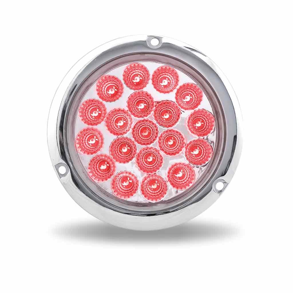 TLED-4XRGF_FRONT_FUNC1 4" Red Stop, Turn & Tail to Green Auxiliary Round Flange Mount LED Light - 19 Diodes - Image 3