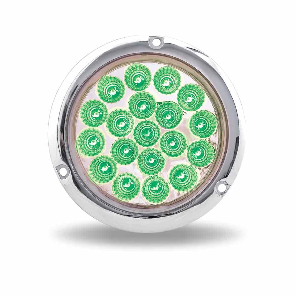 TLED-4XRGF_FRONT_FUNC2 4" Red Stop, Turn & Tail to Green Auxiliary Round Flange Mount LED Light - 19 Diodes - Image 4