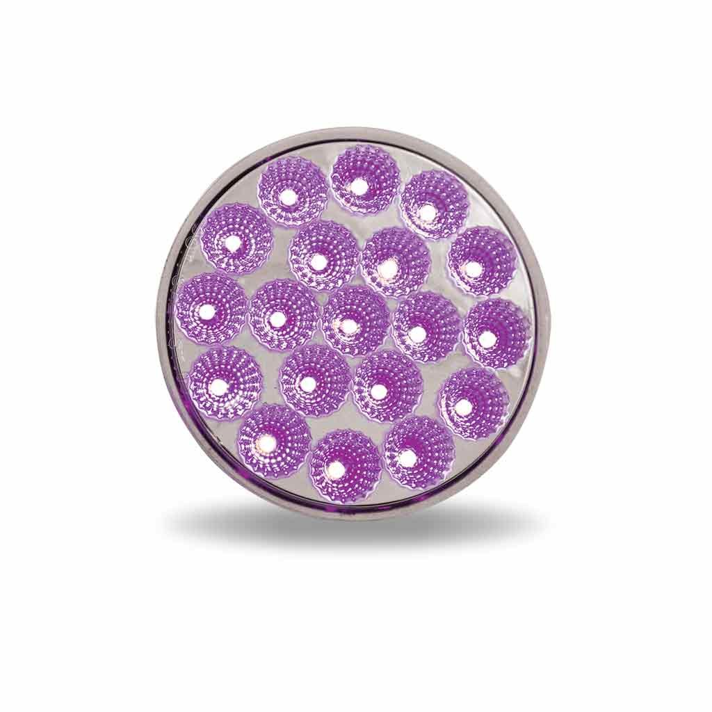 TLED-4XRP_FRONT_FUNC1 4" Red Stop, Turn & Tail to Purple Auxiliary Round LED Light - 19 Diodes - Image 3