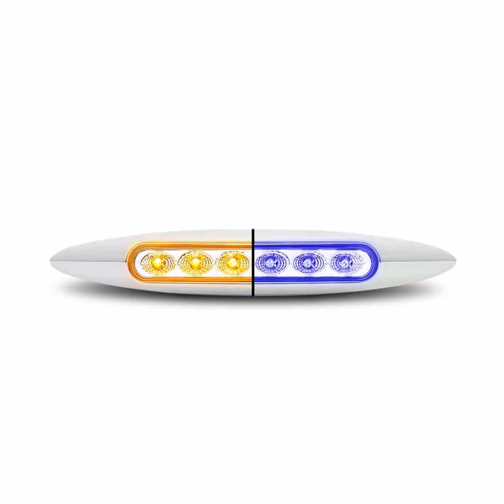 6" Amber Marker to Blue Auxiliary Slim LED Light - 6 Diodes-TLED-6XAB
