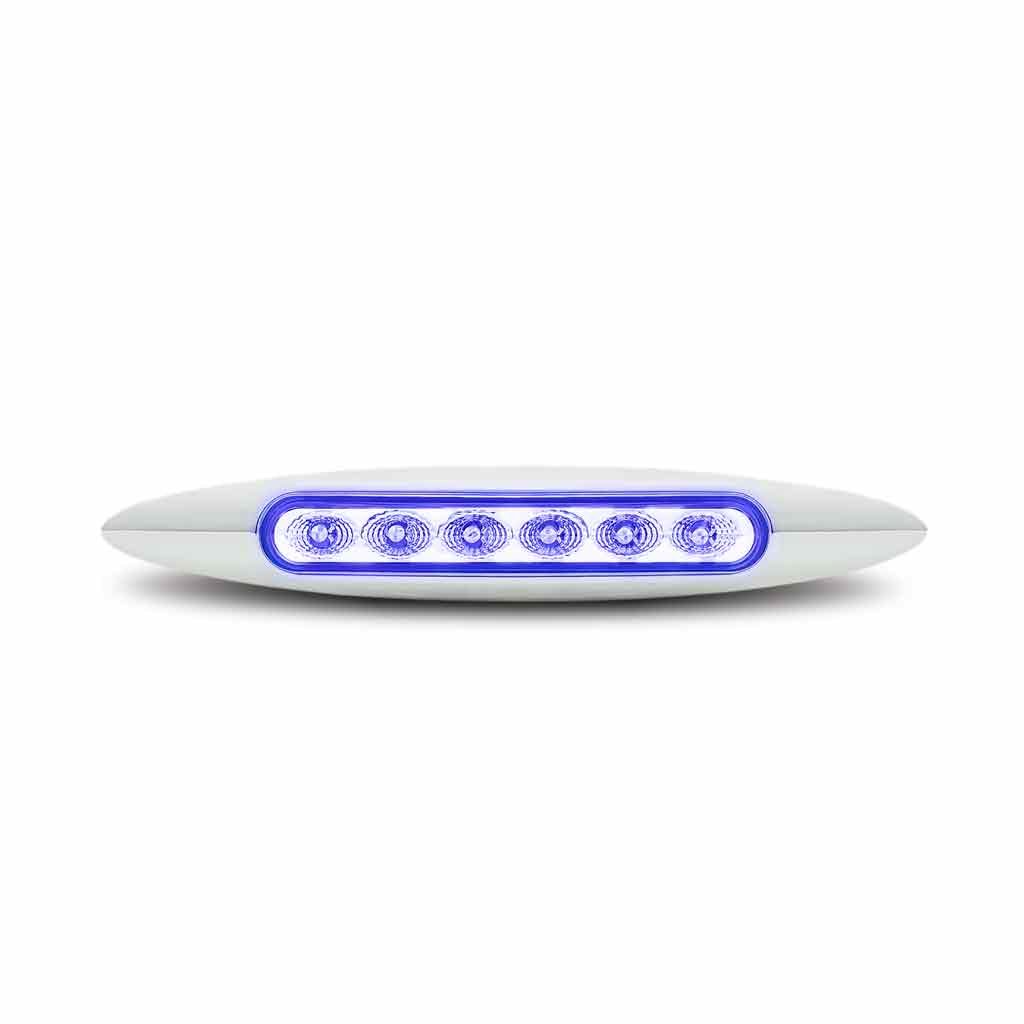 TLED-6XAB_FRONT_FUNC2 6" Amber Marker to Blue Auxiliary Slim LED Light - 6 Diodes - Image 4