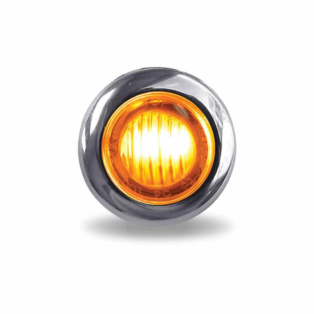 TLED-B2A1_FRONT_ON 3/4" Amber Clearance Marker Round LED Light - 3 Diodes (Poly Bag) - Image 2