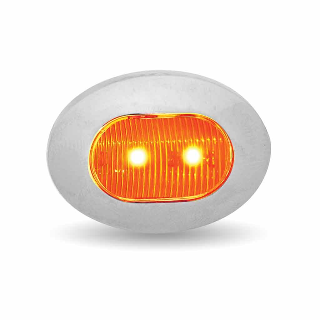 TLED-B4A_FRONT_ON 3/4" Amber Marker Oval LED Light - 2 Diodes - Image 2