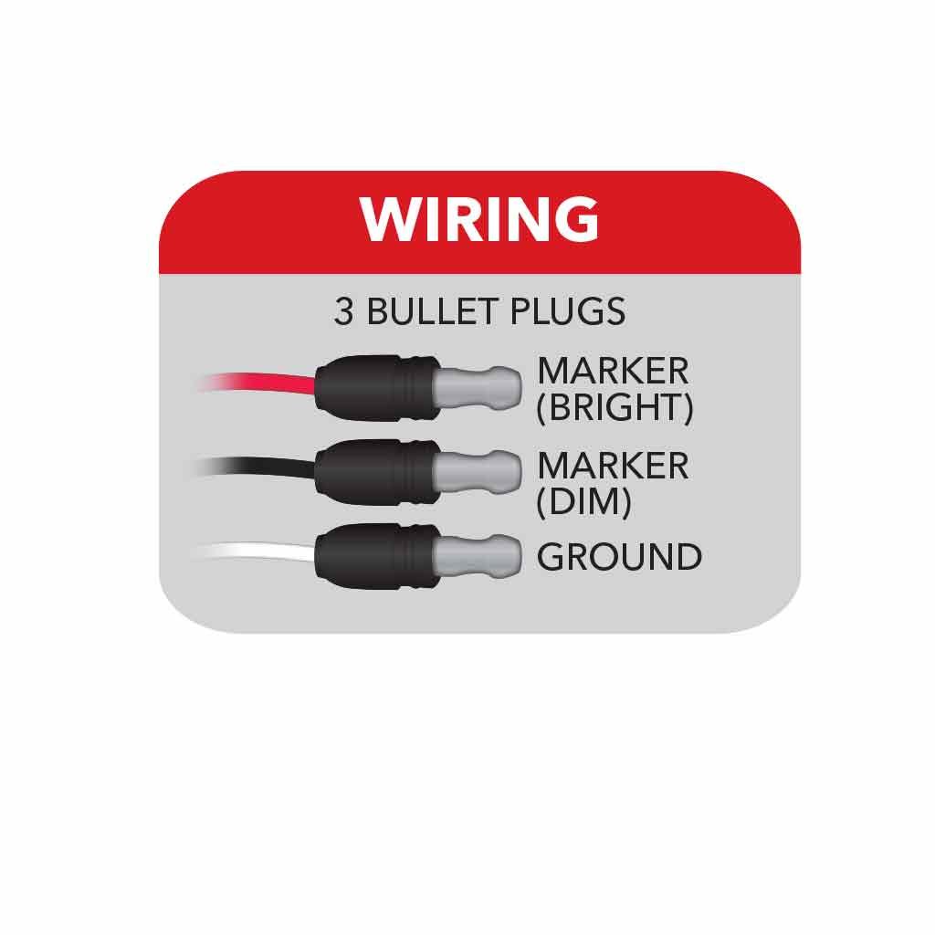 TLED-B4CA_WIRING 3/4" Clear Amber Marker Oval LED Light - 2 Diodes - Image 5