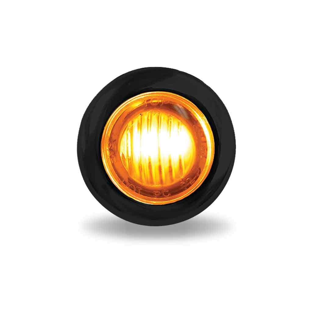 TLED-B5CA_FRONT_ON 3/4" Clear Amber Marker Round LED Light - 3 Diodes | Grommet Only - Image 2