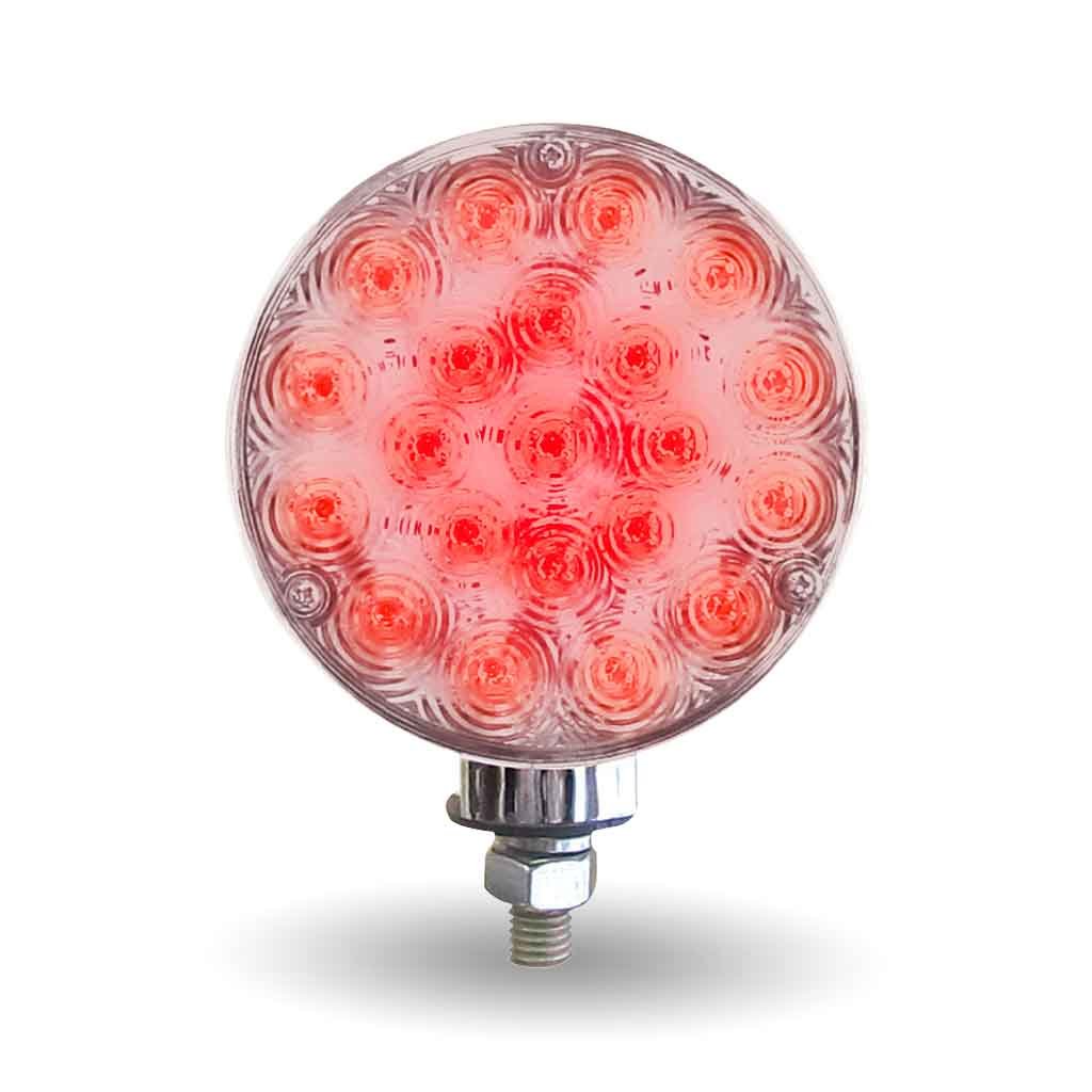 TLED-DFFC_REAR_ON Clear Amber / Clear Red Turn Signal & Marker Super Value Round Double Face LED Fender Light - 42 Diodes - Image 4
