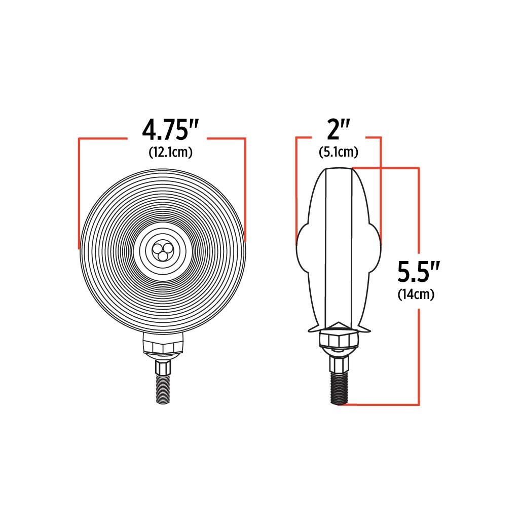 TLED-DFO_TECH Amber / Red Turn Signal & Marker "Ol-Skul" Double Face Round LED Fender Light - 38 Diodes - Image 4