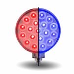 Amber/Red Turn & Marker to Blue Auxiliary Double Face Round Reflector LED Light - 38 Diodes - Image 2