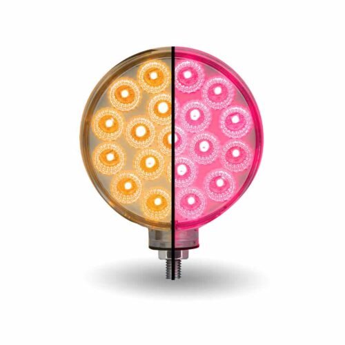 Amber/Red Turn & Marker to Pink Auxiliary Double Face Round Reflector LED Light - 38 Diodes-TLED-DFXPINK