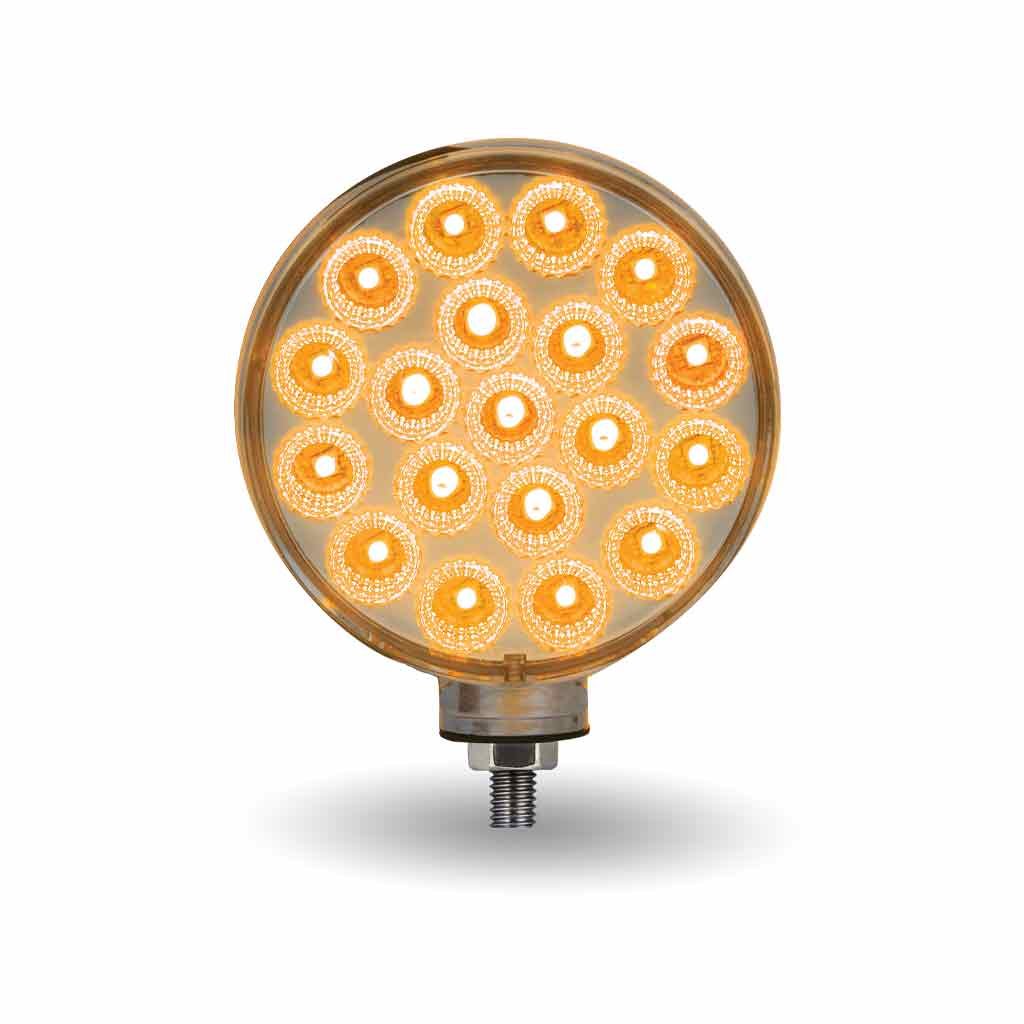 TLED-DFXPINK_FRONT_FUNC1 Amber/Red Turn & Marker to Pink Auxiliary Double Face Round Reflector LED Light - 38 Diodes - Image 3
