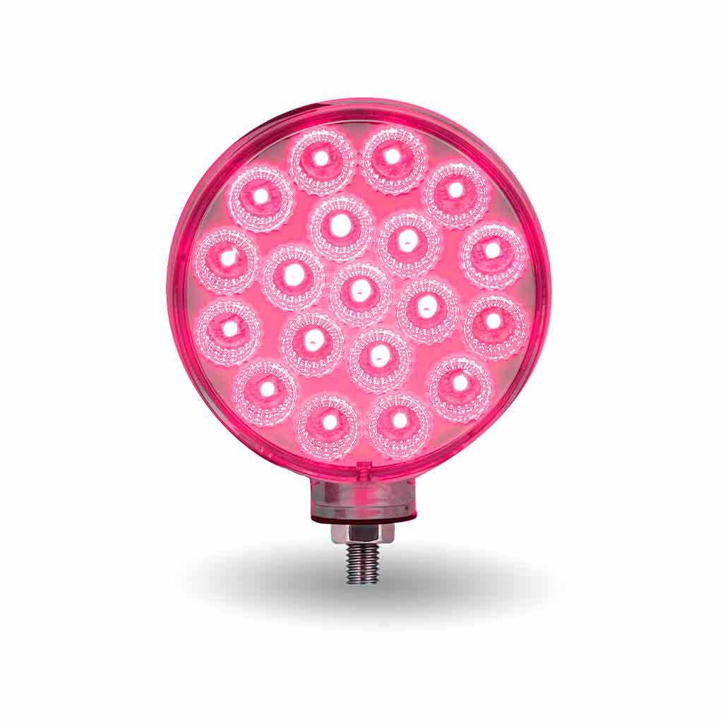 TLED-DFXPINK_FRONT_FUNC2 Amber/Red Turn & Marker to Pink Auxiliary Double Face Round Reflector LED Light - 38 Diodes - Image 4
