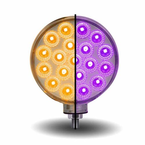 Amber/Red Turn & Marker to Purple Auxiliary Double Face Round Reflector LED Light - 38 Diodes-TLED-DFXP