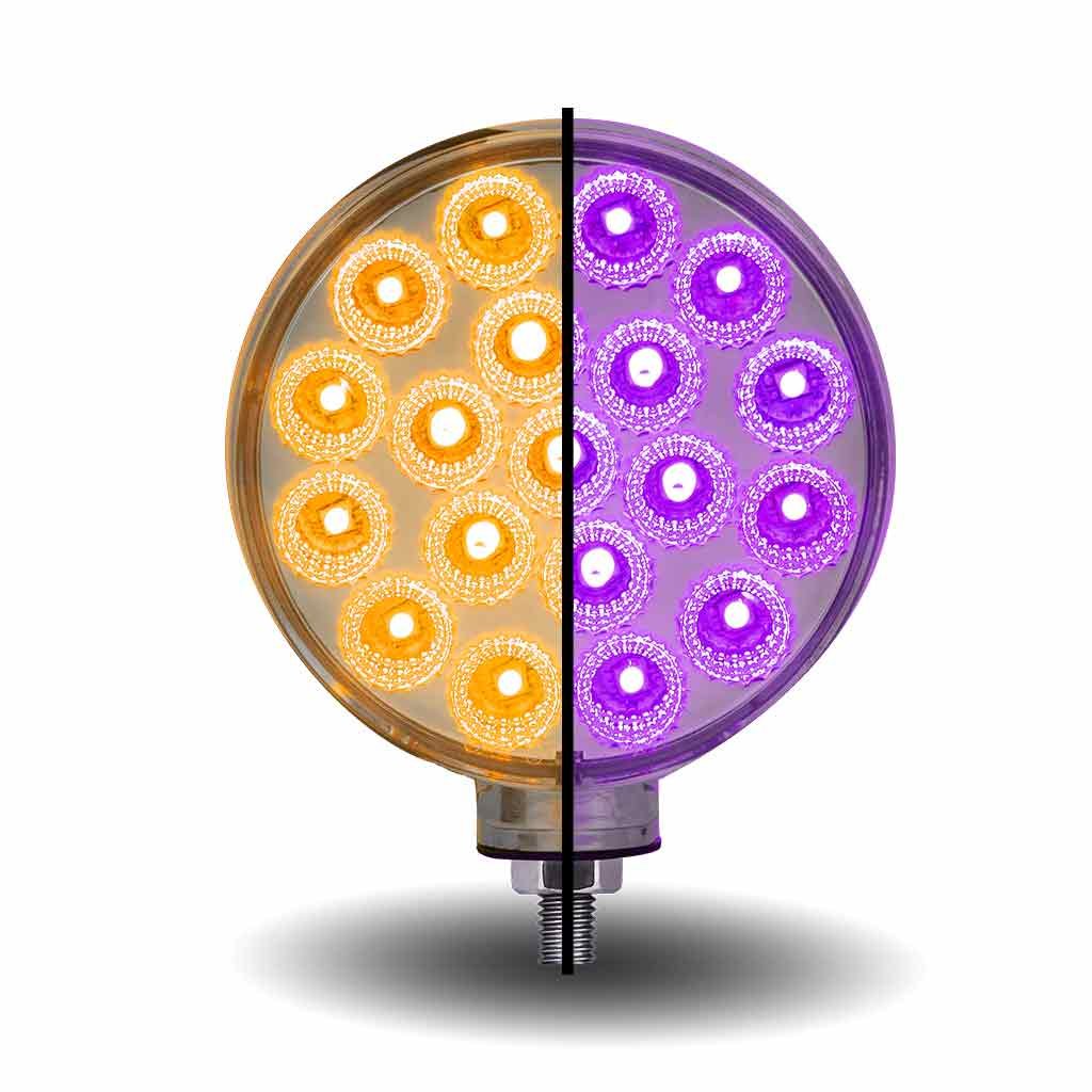 Amber/Red Turn & Marker to Purple Auxiliary Double Face Round Reflector LED Light - 38 Diodes-TLED-DFXP