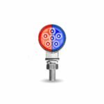 Amber/Red Clearance Marker to Blue Auxiliary 1.8" Mini Double Face Round Light with Reflector LEDs - 12 Diodes - Image 2