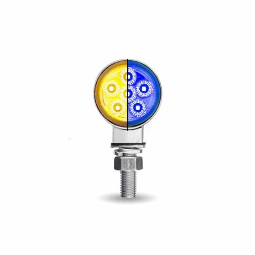 Amber/Red Clearance Marker to Blue Auxiliary 1.8" Mini Double Face Round Light with Reflector LEDs - 12 Diodes-TLED-DL1XB