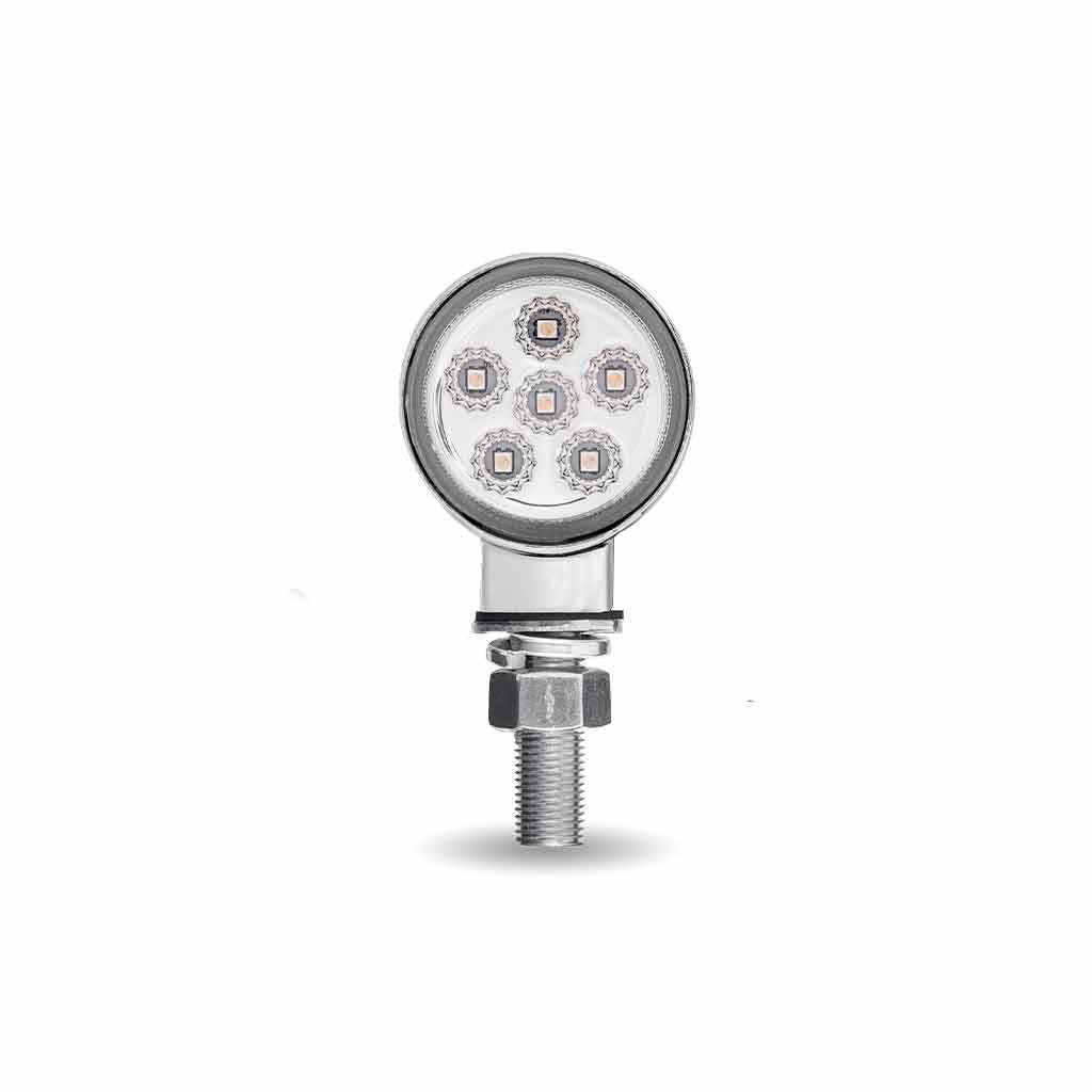 Clear Amber/Red Clearance Marker 1.8" Mini Double Face Round Light with Reflector LEDs - 12 Diodes-TLED-DL1XC