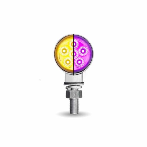 Amber/Red Clearance Marker to Purple Auxiliary 1.8" Mini Double Face Round Light with Reflector LEDs - 12 Diodes-TLED-DL1XP