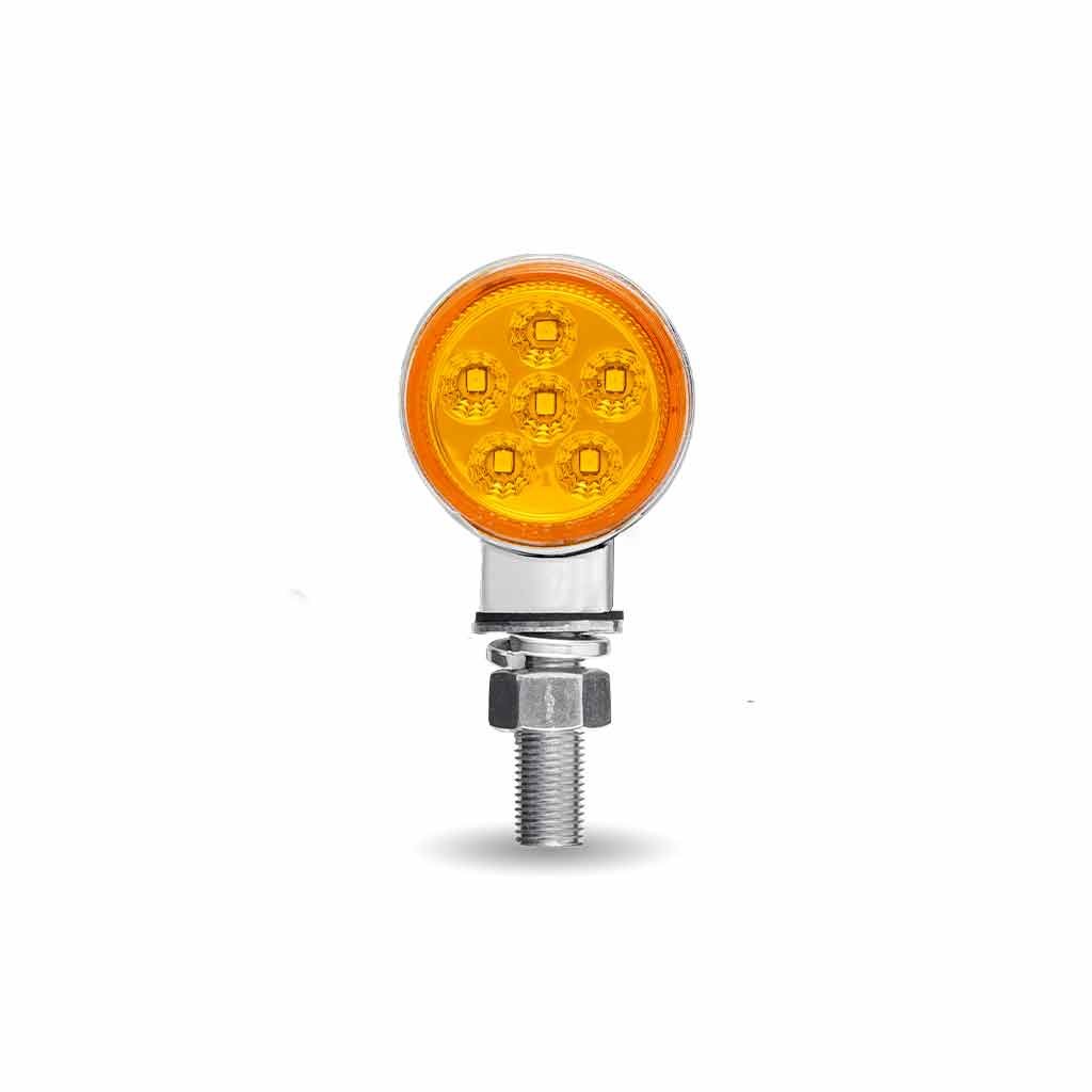 Amber/Red Clearance Marker 1.8" Mini Double Face Round Light with Reflector LEDs - 12 Diodes-TLED-DL1X