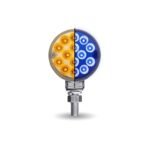 Amber/Red Turn & Marker to Blue Auxiliary 3" Mini Double Face Round Light with Reflector LEDs - 28 Diodes-TLED-DL3XB