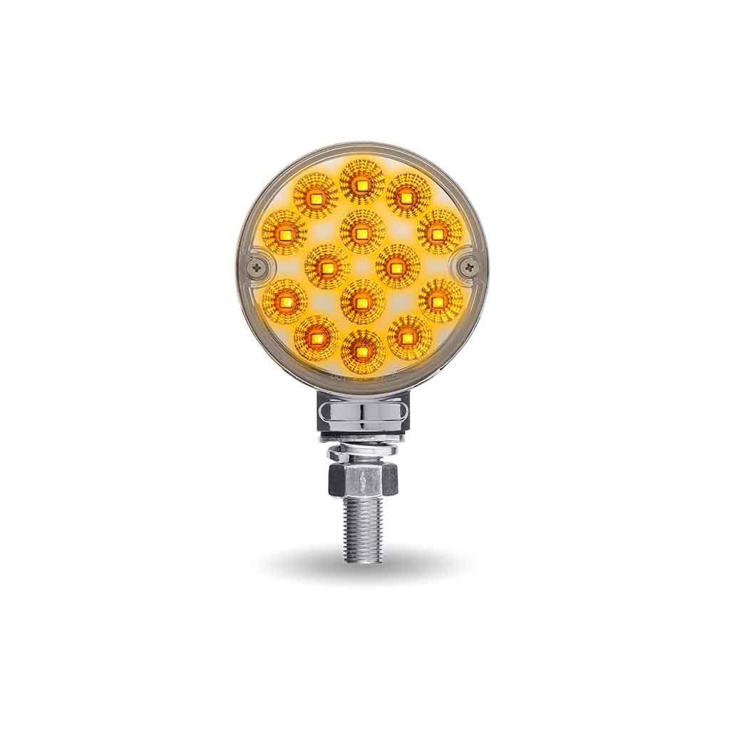 Clear Amber/Red Turn & Marker 3" Mini Double Face Round Light with Reflector LEDs - 28 Diodes-TLED-DL3XC