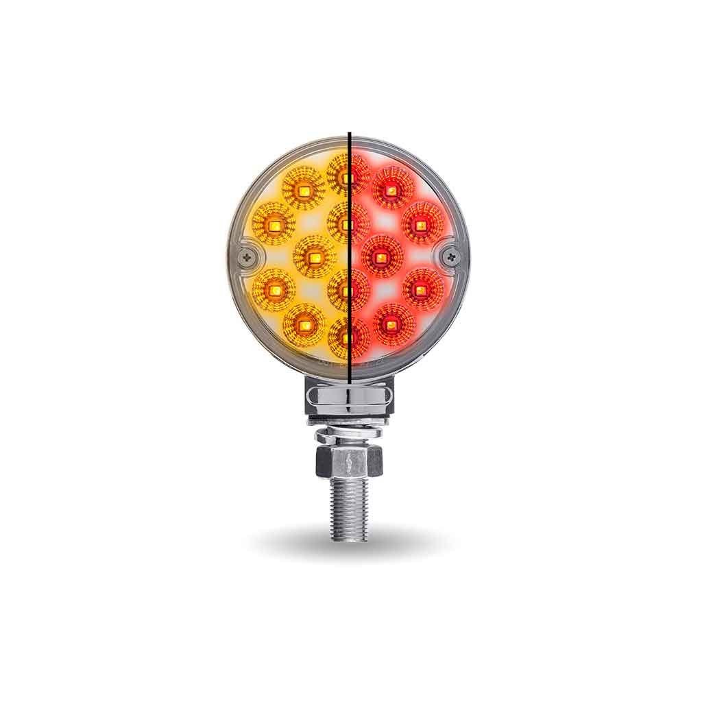 Amber/Red Turn & Marker to Red Auxiliary 3" Mini Double Face Round Light with Reflector LEDs - 28 Diodes-TLED-DL3XR