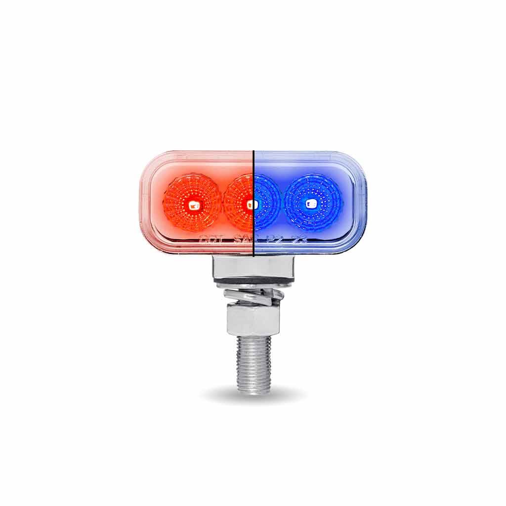 TLED-DR1XB_BACK_DUAL Amber/Red Clearance Marker to Blue Auxiliary 1.5" x 3" Mini Double Face Rectangular Light with Reflector LEDs - 20 Diodes - Image 2