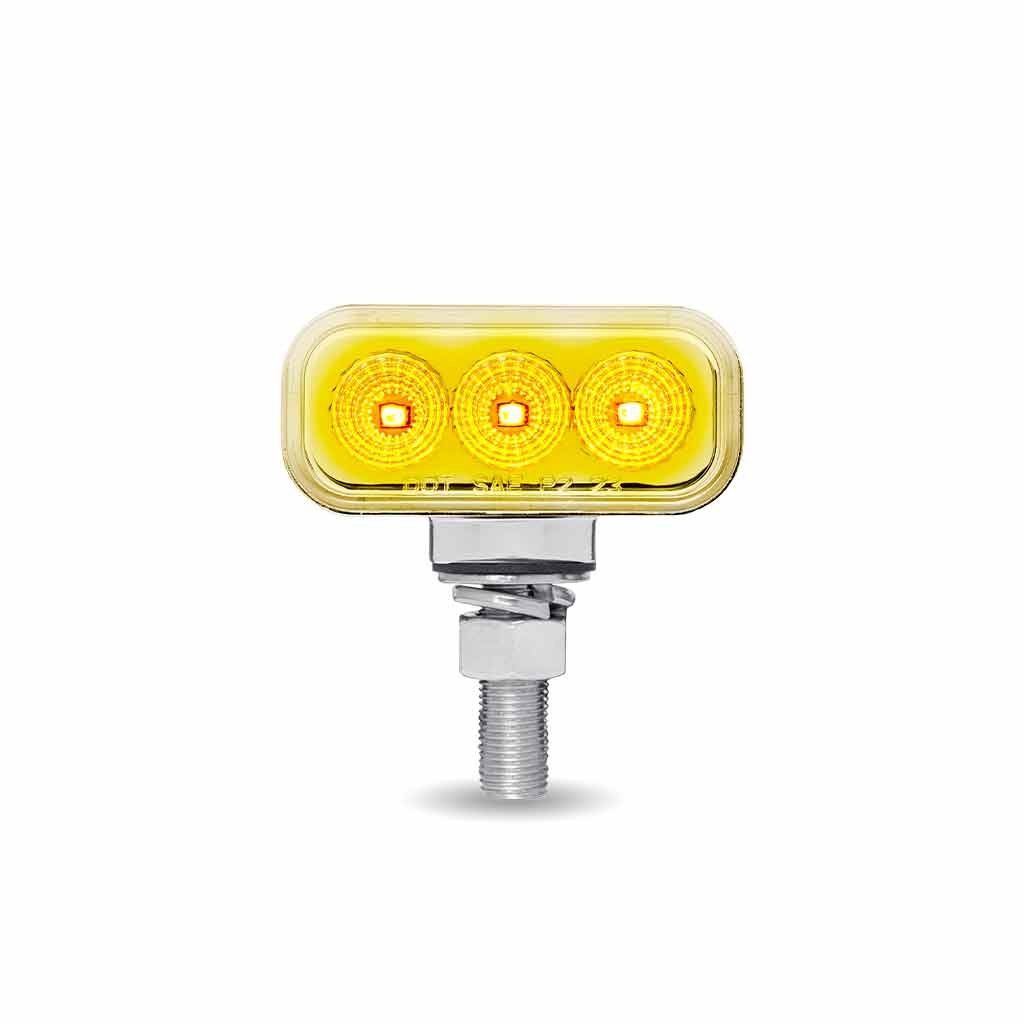 TLED-DR1XC_FRONT_ON Clear Amber/Red Clearance Marker 1.5" x 3" Mini Double Face Rectangular Light with Reflector LEDs - 10 Diodes - Image 2