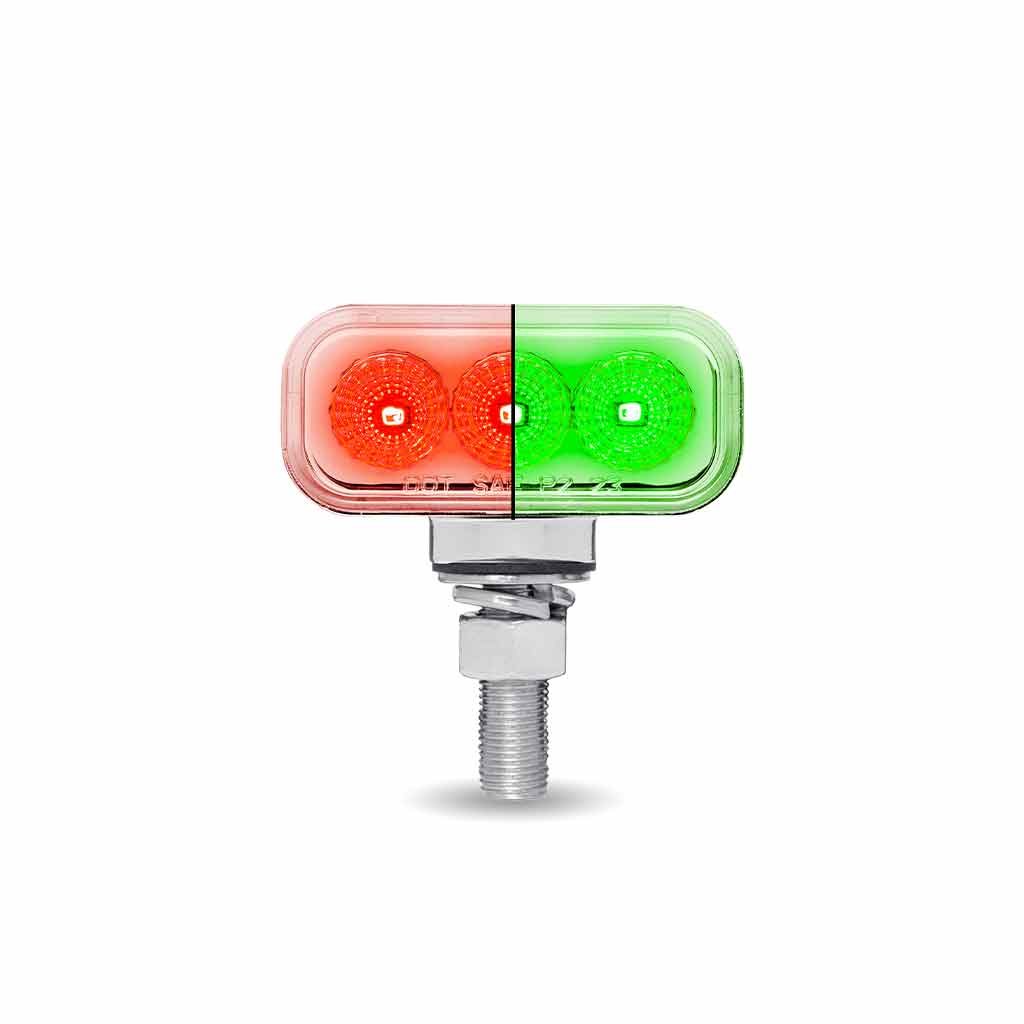 TLED-DR1XG_BACK_DUAL Amber/Red Clearance Marker to Green Auxiliary 1.5" x 3" Mini Double Face Rectangular Light with Reflector LEDs - 20 Diodes - Image 2