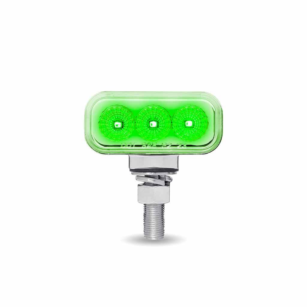 TLED-DR1XG_BACK_GREEN Amber/Red Clearance Marker to Green Auxiliary 1.5" x 3" Mini Double Face Rectangular Light with Reflector LEDs - 20 Diodes - Image 5
