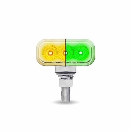 Amber/Red Clearance Marker to Green Auxiliary 1.5" x 3" Mini Double Face Rectangular Light with Reflector LEDs - 20 Diodes-TLED-DR1XG