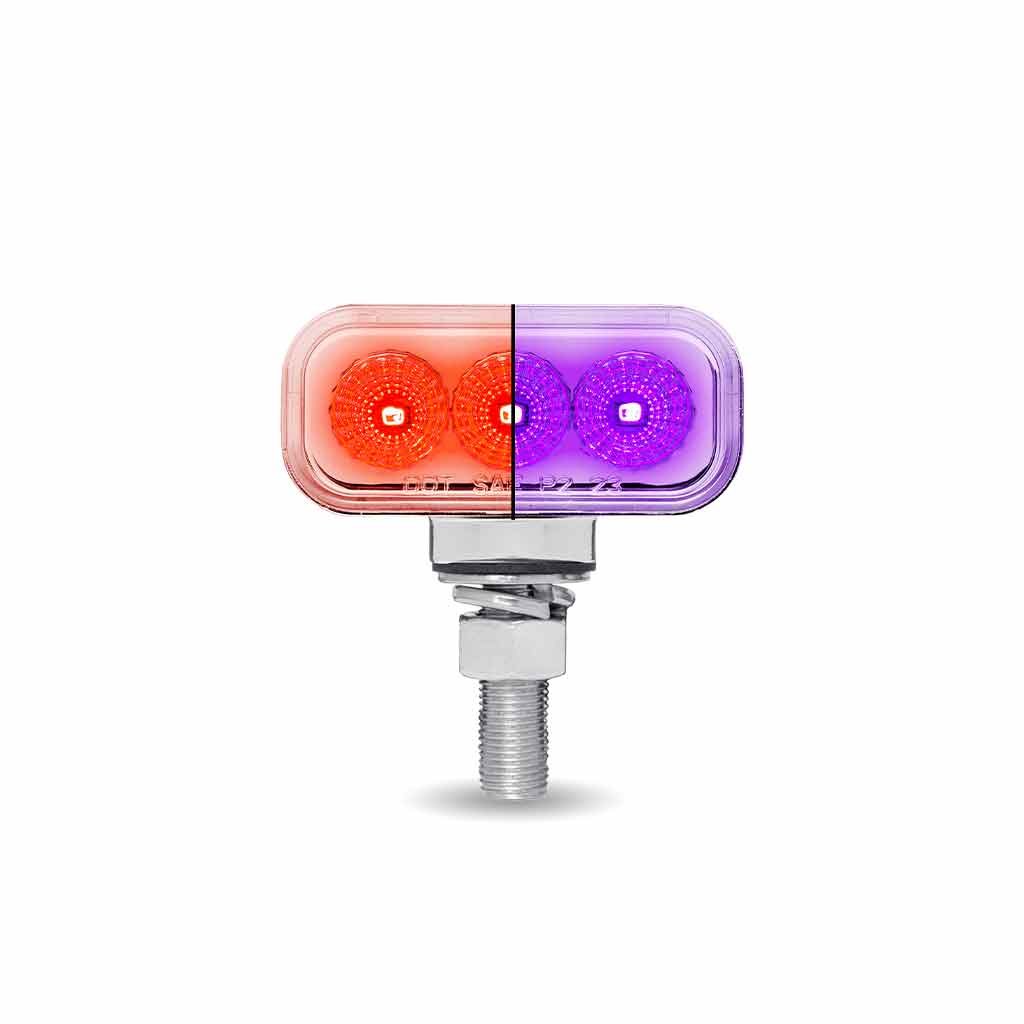TLED-DR1XP_BACK_DUAL Amber/Red Clearance Marker to Purple Auxiliary 1.5" x 3" Mini Double Face Rectangular Light with Reflector LEDs - 20 Diodes - Image 2