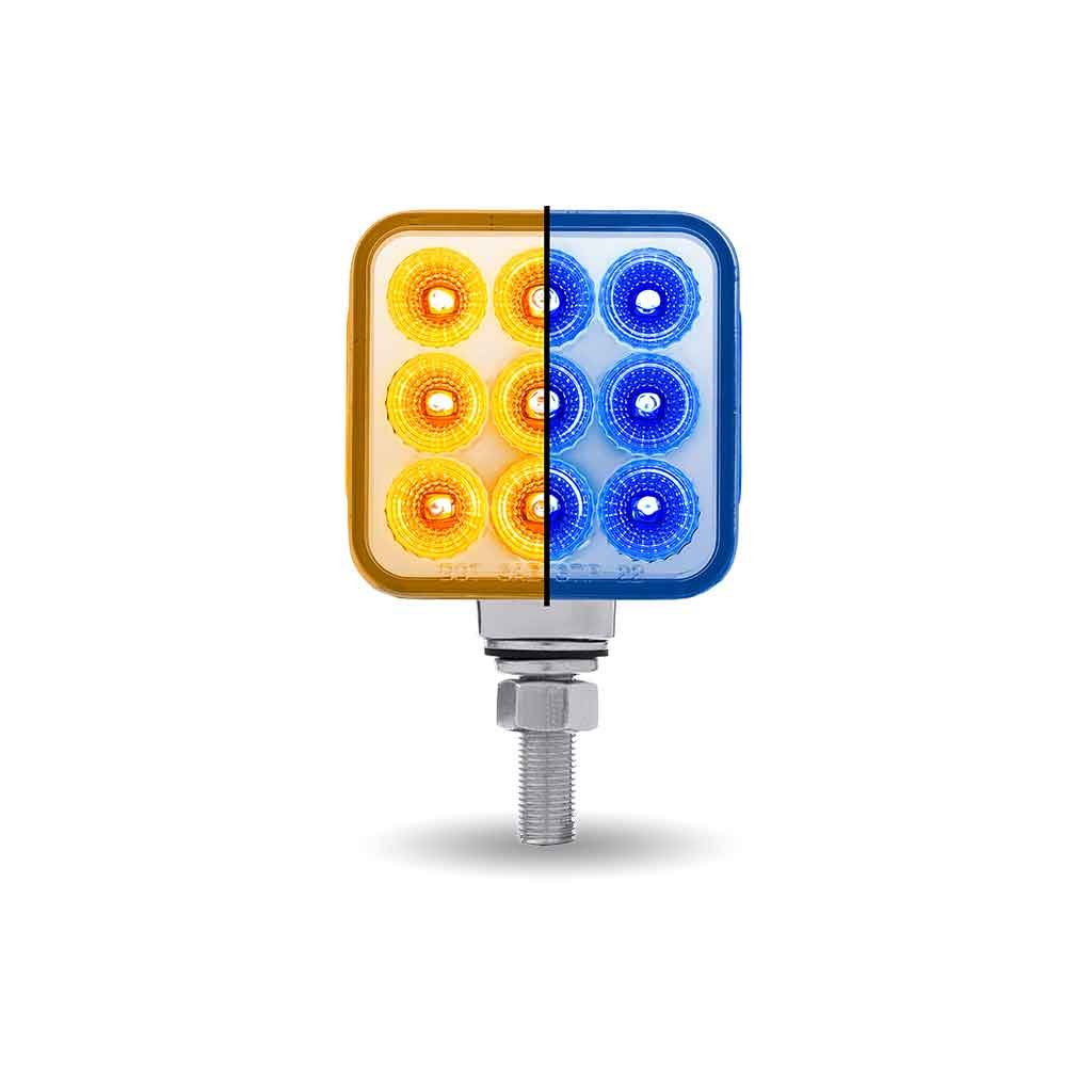 Turn & Tail to Blue Auxiliary 3" Mini Double Face Square Light with Reflector LEDs - 30 Diodes-TLED-DS3XB1