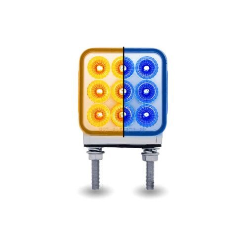 Turn & Tail to Blue Auxiliary 3" Mini Double Face Square Light with Reflector LEDs - 30 Diodes-TLED-DS3XB2