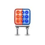 Amber/Red Stop, Turn & Tail to Blue Auxiliary 3" Mini Double Face Square Light with Reflector LEDs - 30 Diodes - Image 5